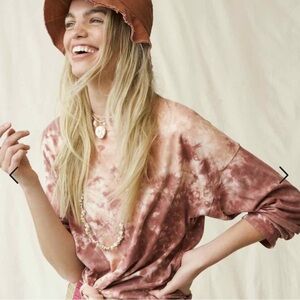 BOGO! Free People Be Free All Over Tie Dye Long Sleeve Tee Cotton Small